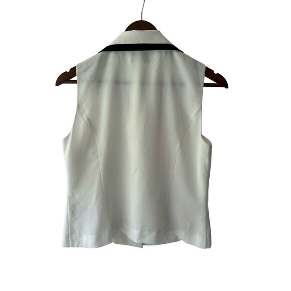 Danny & Nicole Women’s White Sleeveless Blazer Vest Size 10P Retro Old Money 90s - Picture 3 of 8